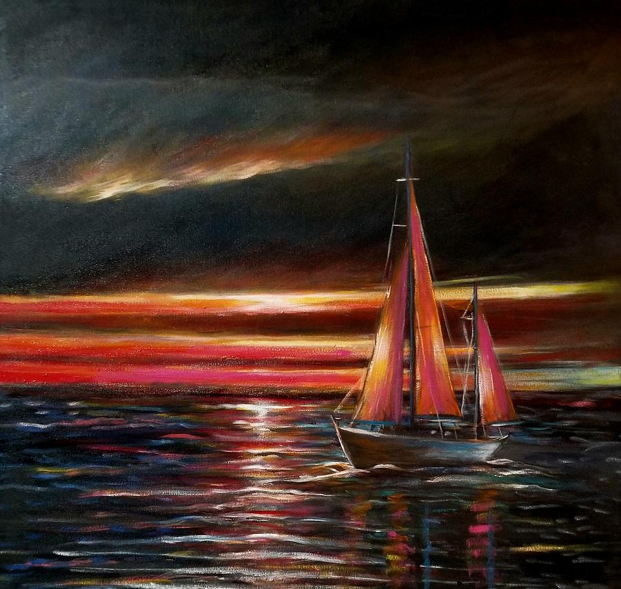 Flaming Skies Painting by Larry Palmer