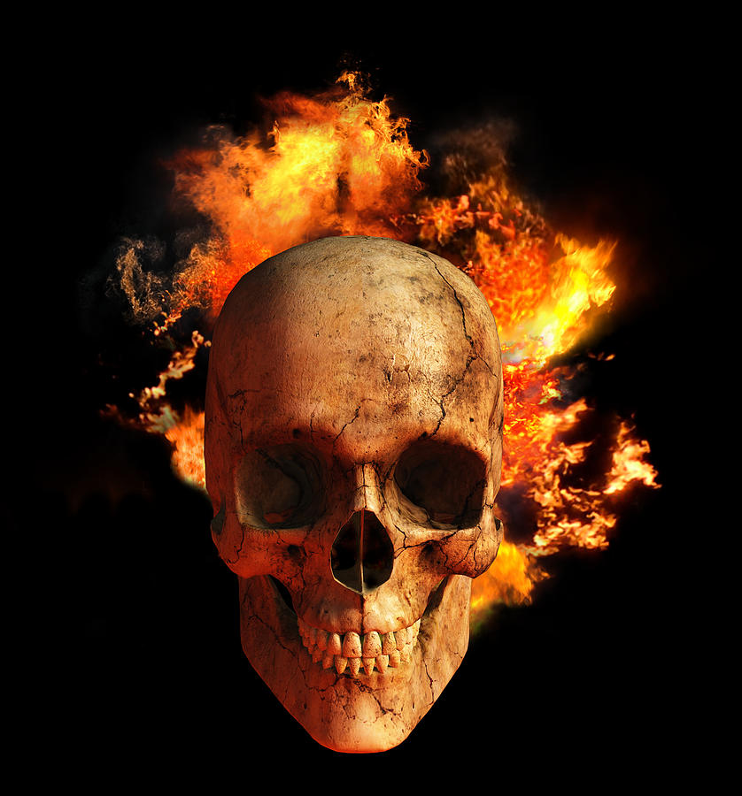 Flaming Skull Digital Art by Daniel Eskridge
