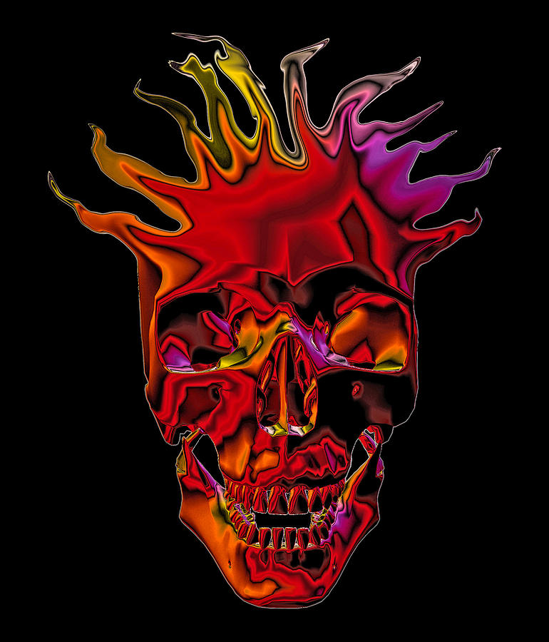 Flaming Skull Digital Art by Denise Beverly