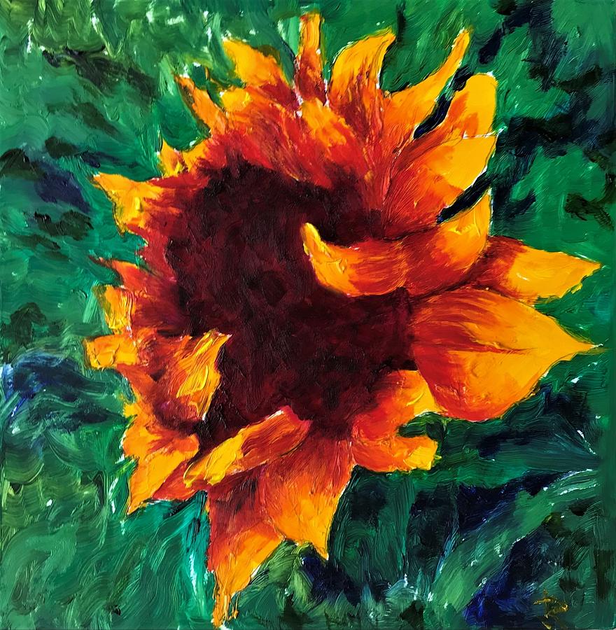 Flaming Sunflower Painting by James Reeves - Fine Art America