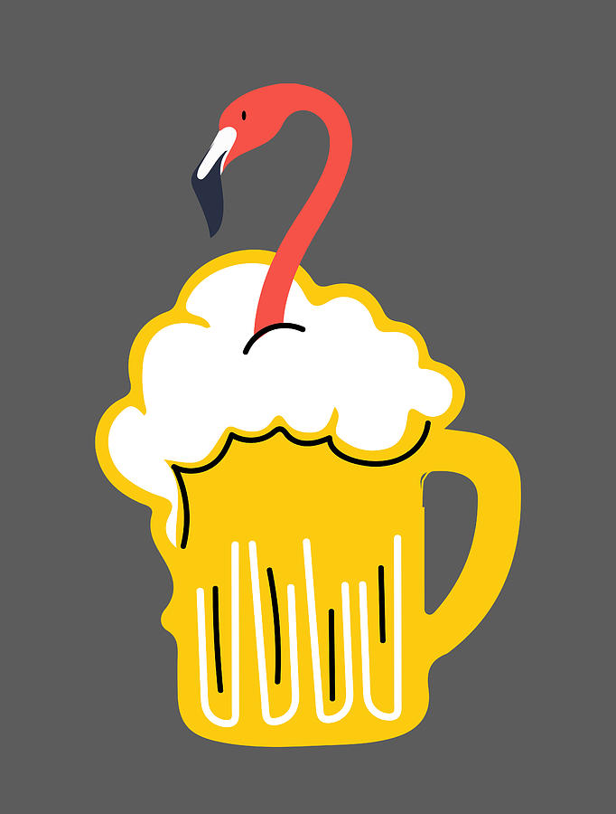 flamingo drinking beer