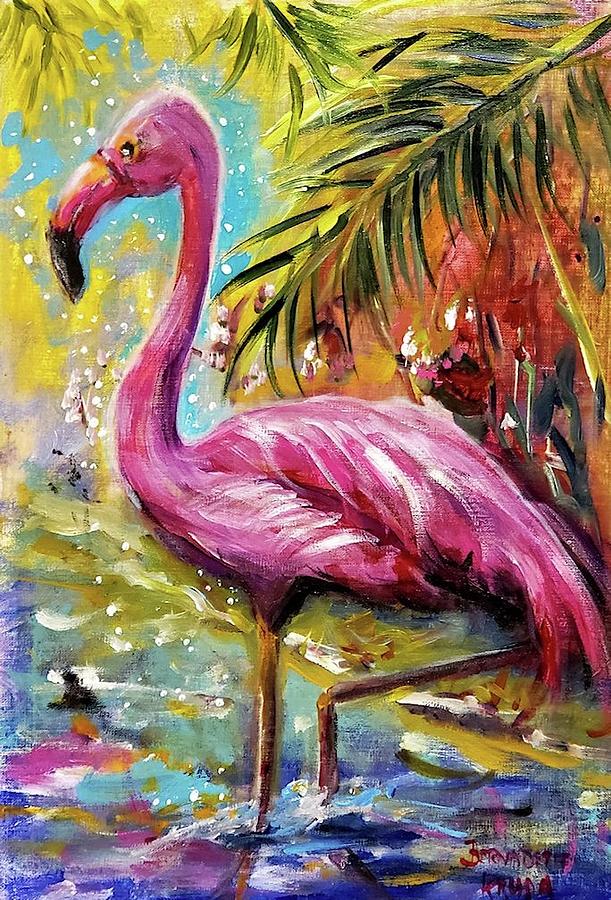 Flamingo Painting by Bernadette Krupa
