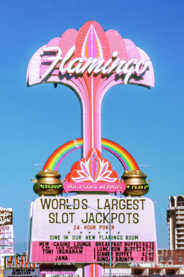 Las Vegas Photograph - Flamingo Casino Sign in the Afternoon 1980s by Aloha Art