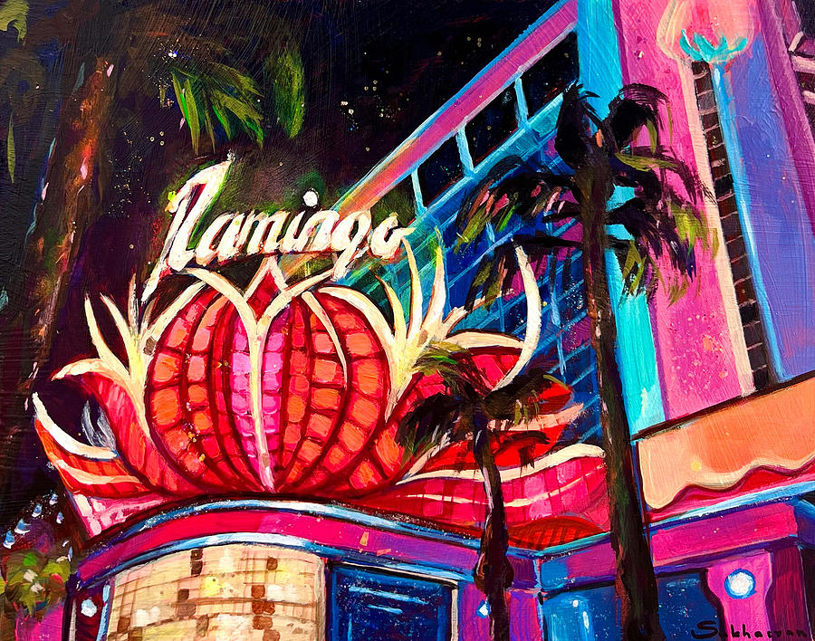 Las Vegas Painting - Flamingo Casino  by Victoria Sukhasyan