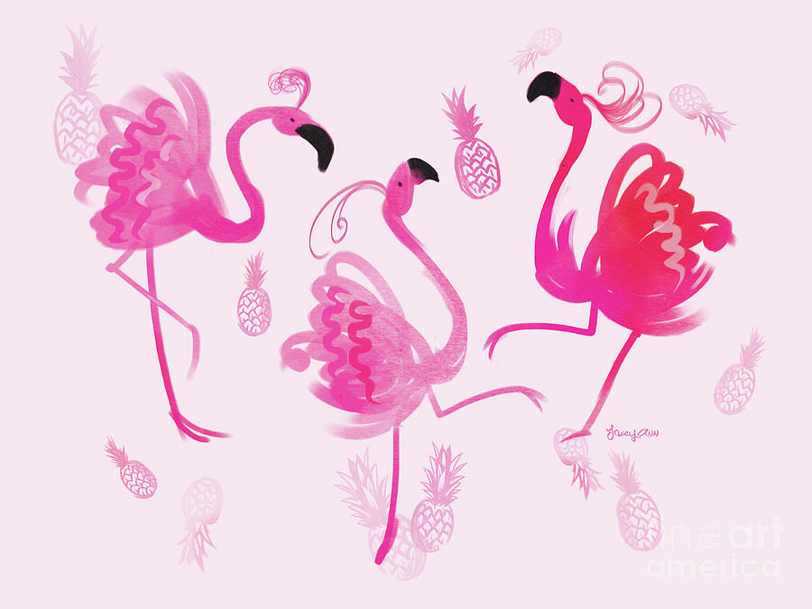 Flamingo Dancers Three Painting by Tracy Herrmann