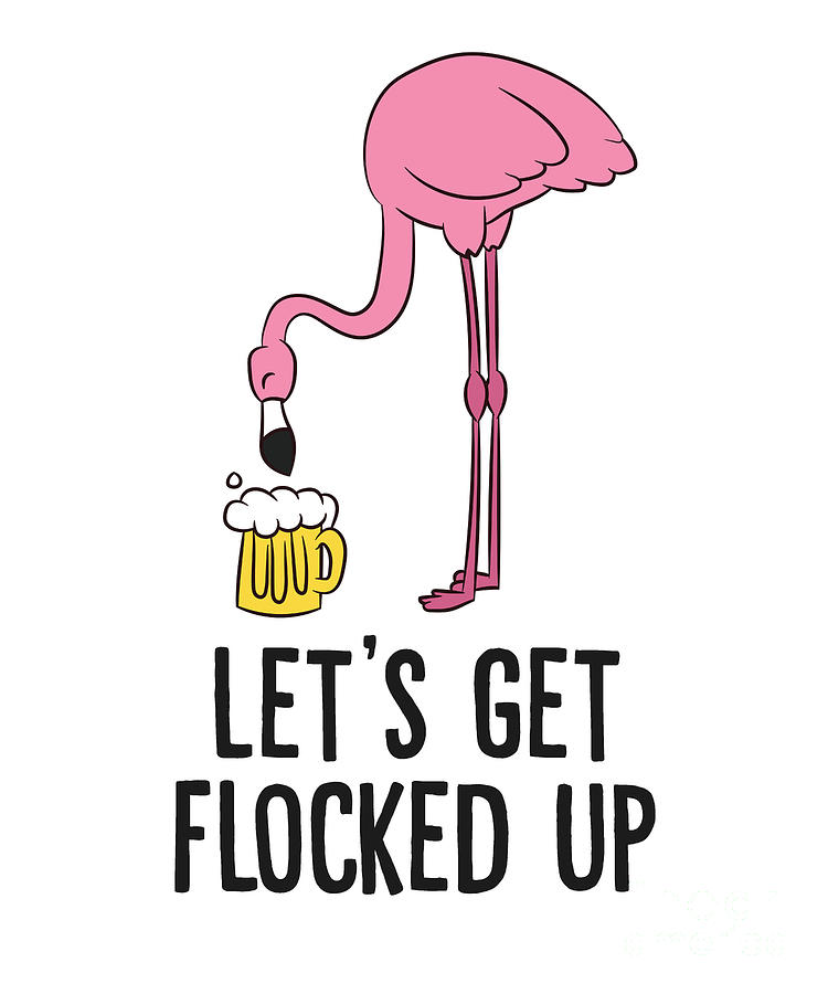 flamingo drinking beer