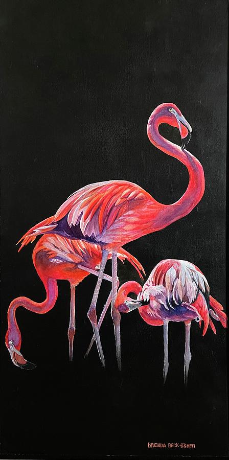 Flamingo Family Painting by Brenda Beck Fisher