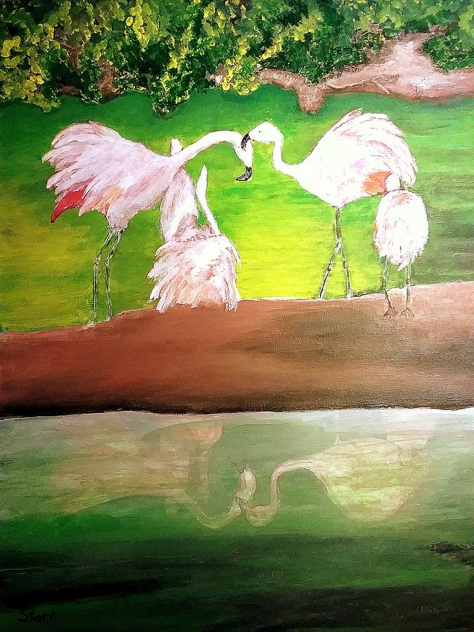 Flamingo Famly Painting