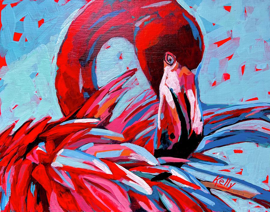 Flamingo Painting - Lady in Red by Kelly Smith
