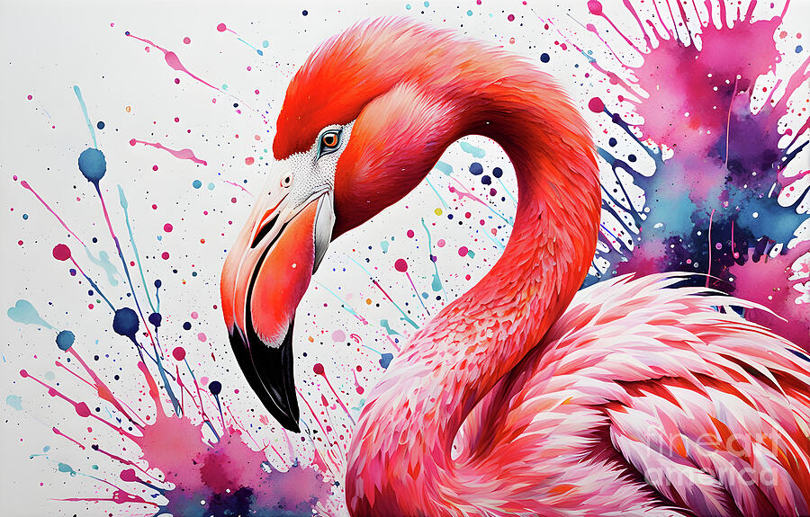 Flamingo Digital Art - Flamingo splash dance by Sen Tinel