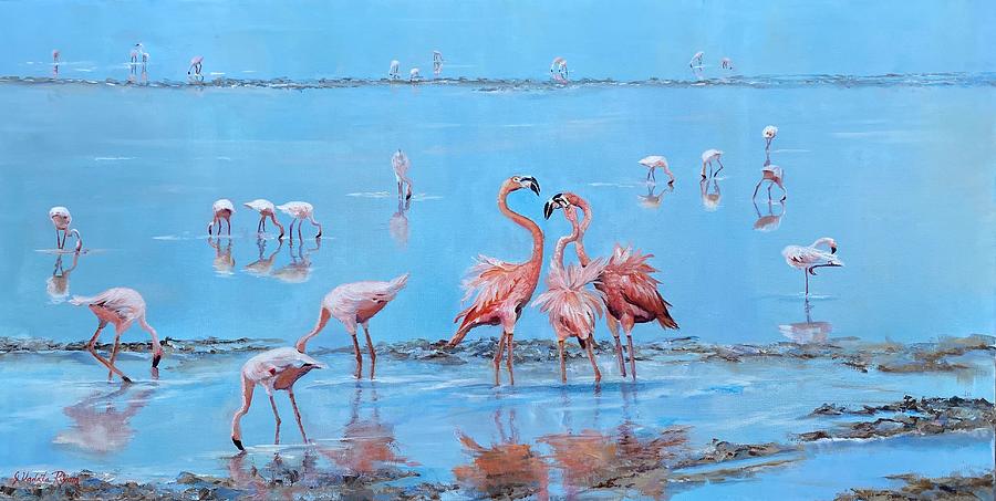 Flamingo Sushi Bar Painting by Judy Rixom