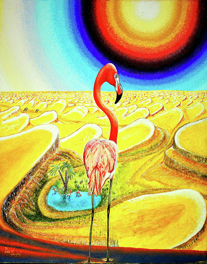 Flamingo Painting by Viktor Lazarev