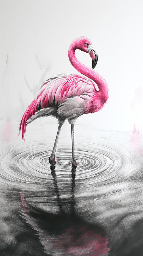 Flamingo Wading pool Digital Art by Athena Mckinzie