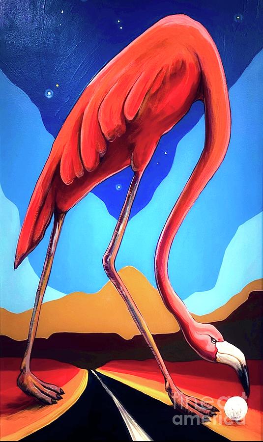 Flamingo West Painting by Carrie Martinez Flamingo West Painting by Carrie Martinez