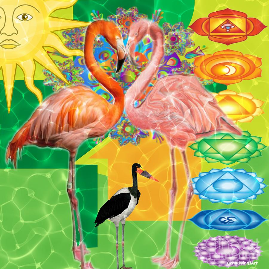 Flamingo Zen Digital Art by Gena Livings