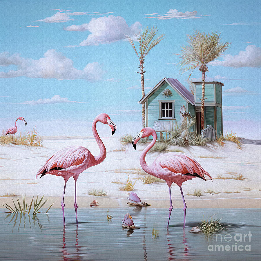 Flamingos 2  Digital Art by Elaine Manley