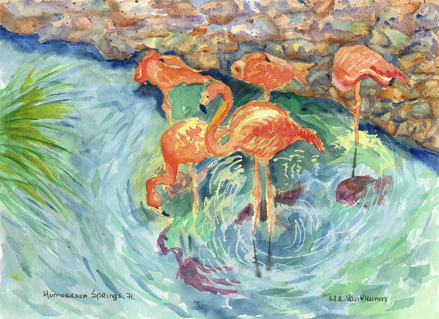 Flamingo Painting - Flamingos at Homosassa Springs by Mary Kathryn Van Kleunen