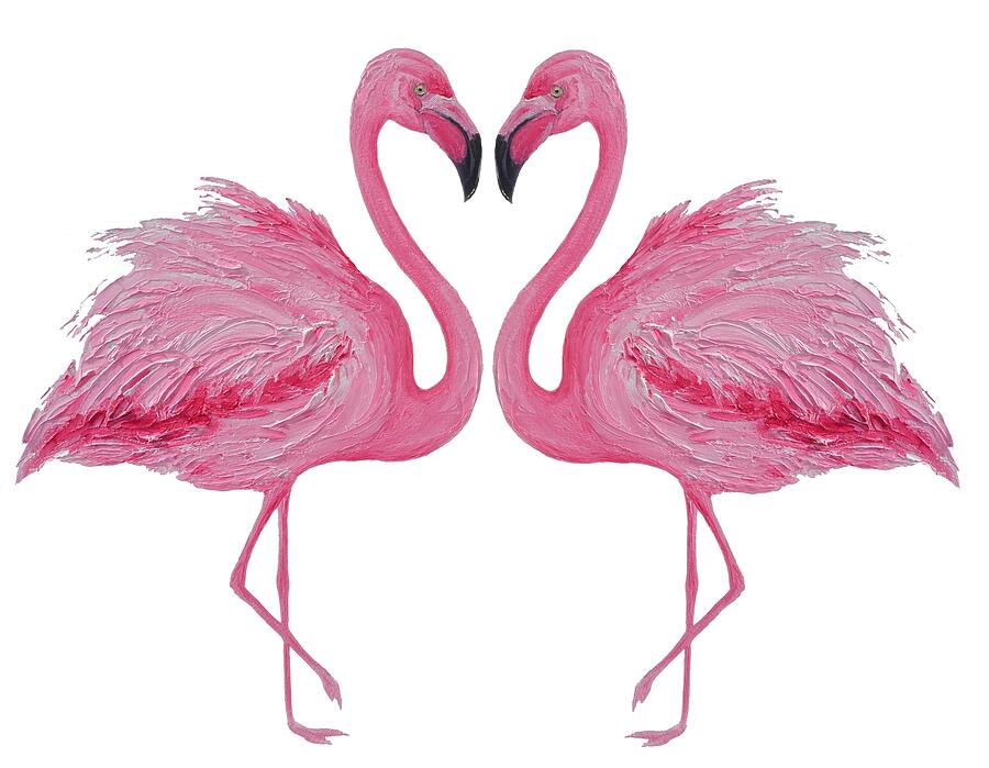 Flamingos in Love Painting by Jan Matson Flamingos in Love Painting by Jan Matson