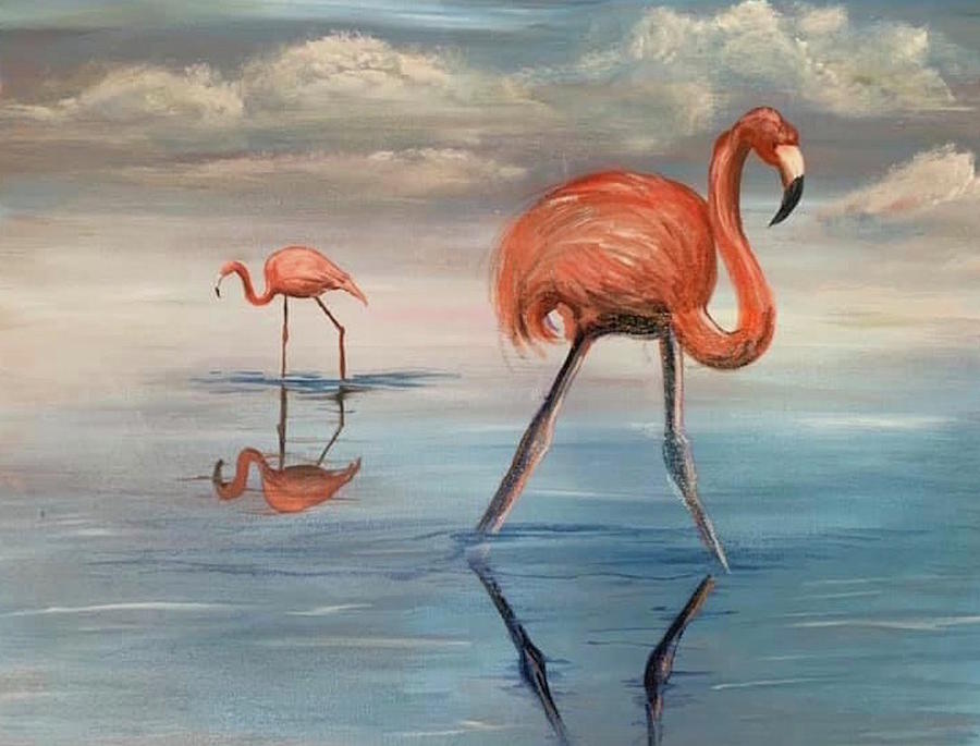 Flamingos on Parade Painting by Susan L Sistrunk