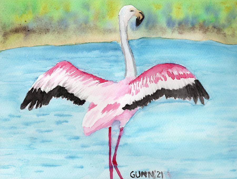 Flapping Flamingo Painting by Katrina Gunn