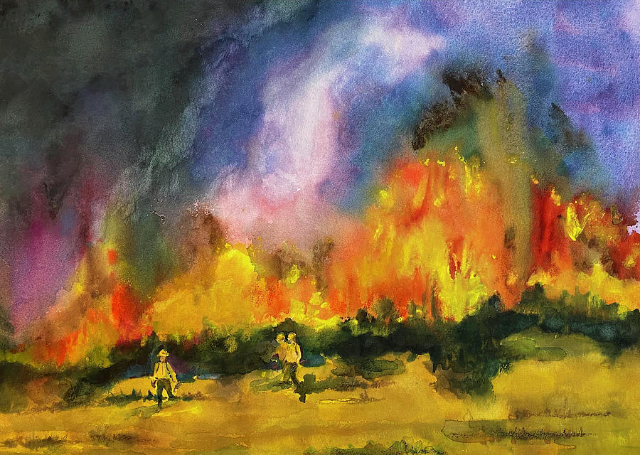 Flare Up on the Fireline Painting by Tonja Opperman