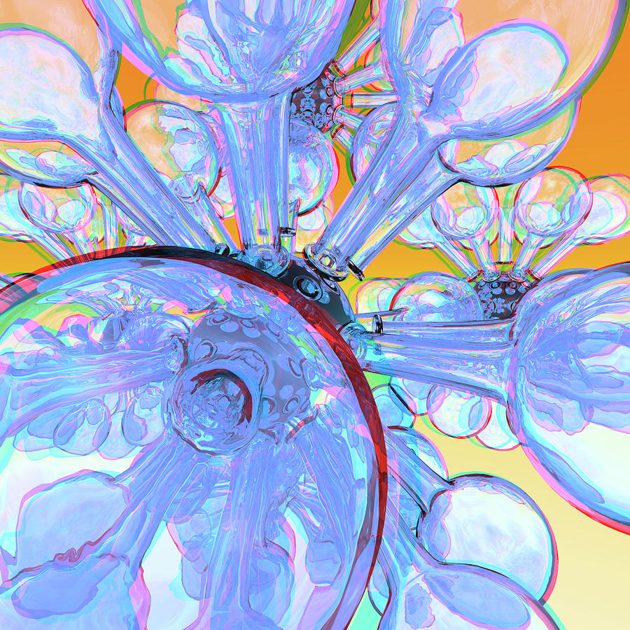 Flasks Abstract 3D Anaglyph Digital Art by Peter J Sucy