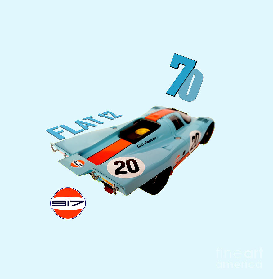 Flat 12 Engined Gulf Porsche 917 Digital Art By Ilias Art