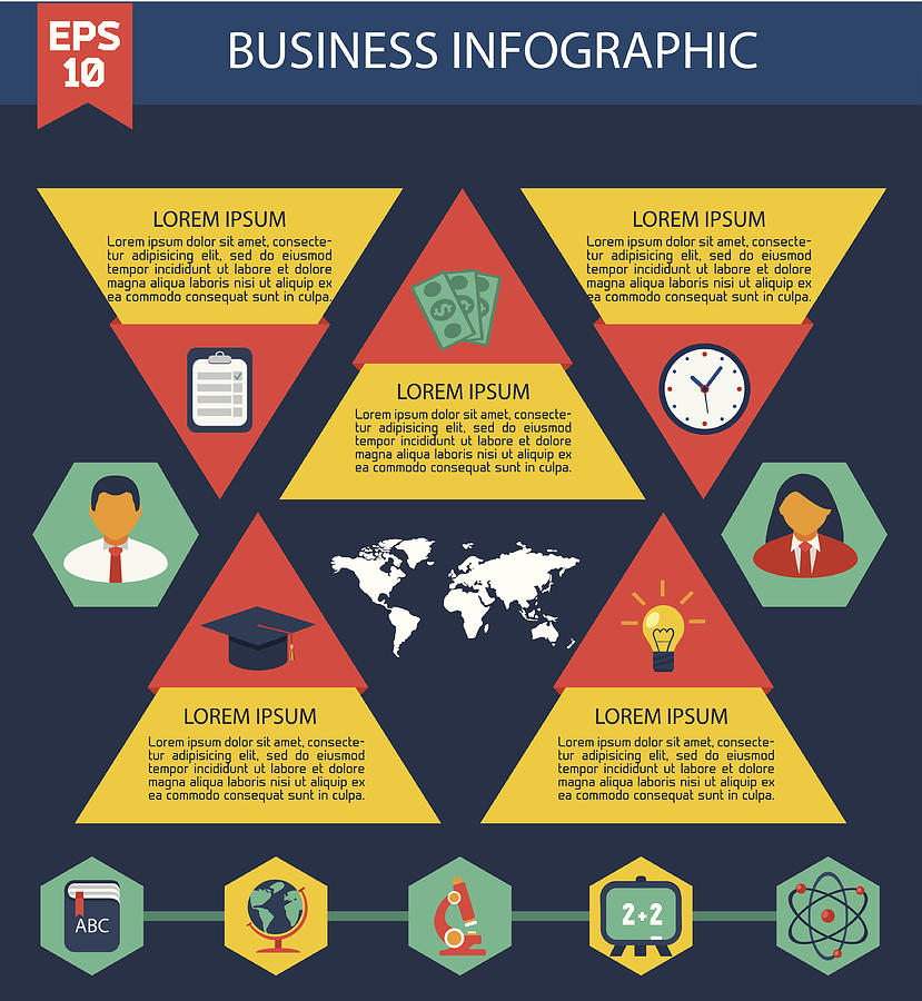 Flat Business Infographic Background Drawing by Owl_lee