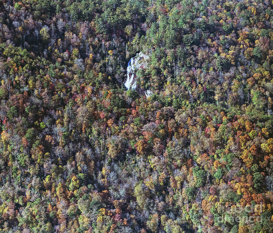Flat Creek Falls in Jackson County North Carolina Aerial View Photograph by David Oppenheimer