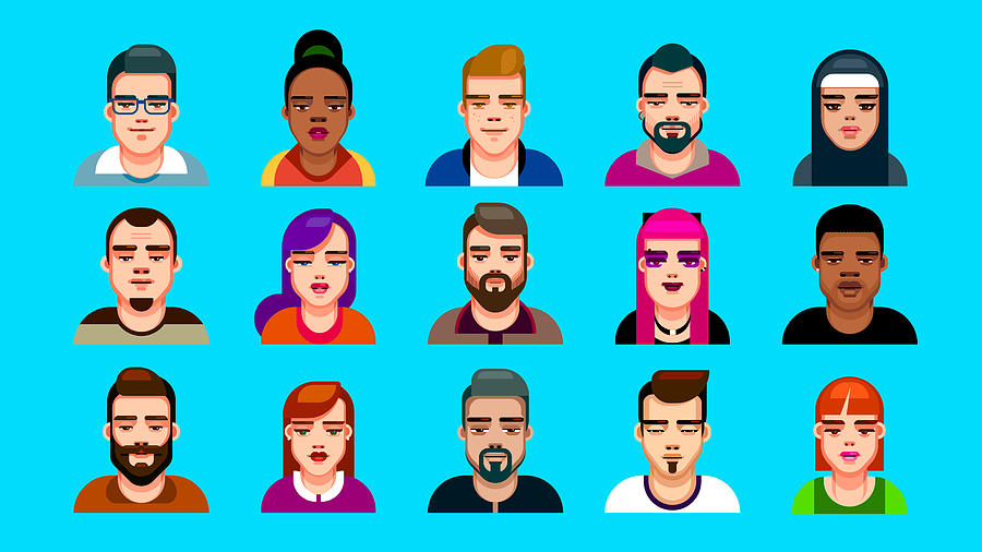 Flat Design Style Avatars Drawing by Niarchos