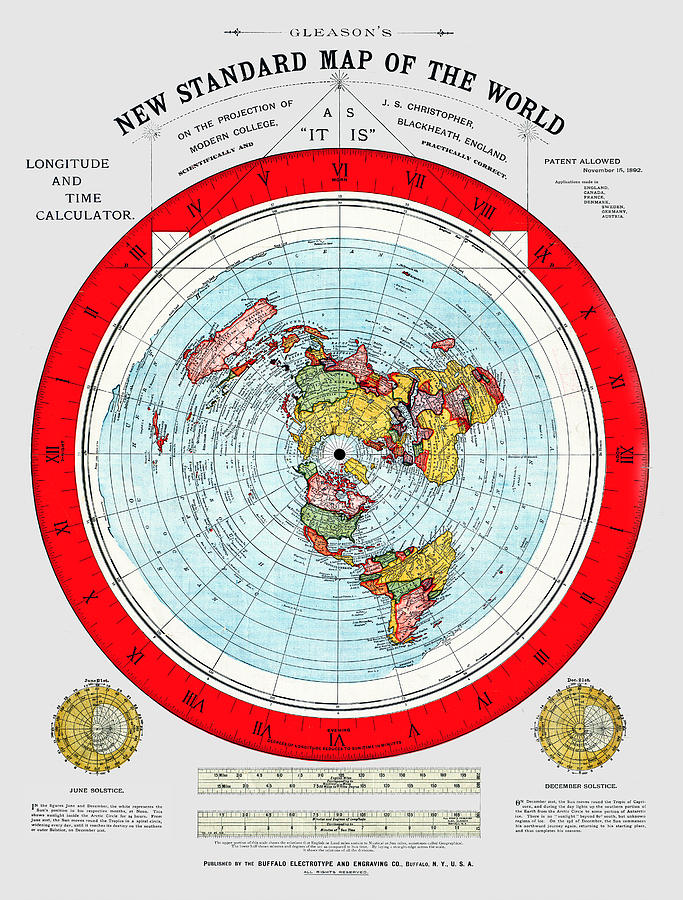 Flat Earthers Map - Alex Gleason 1892 - New Standard Map of the World ...