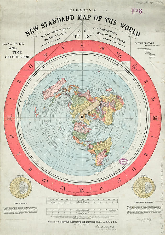 Flat Earth Society World Map Poster Painting By Patel Reece | Pixels