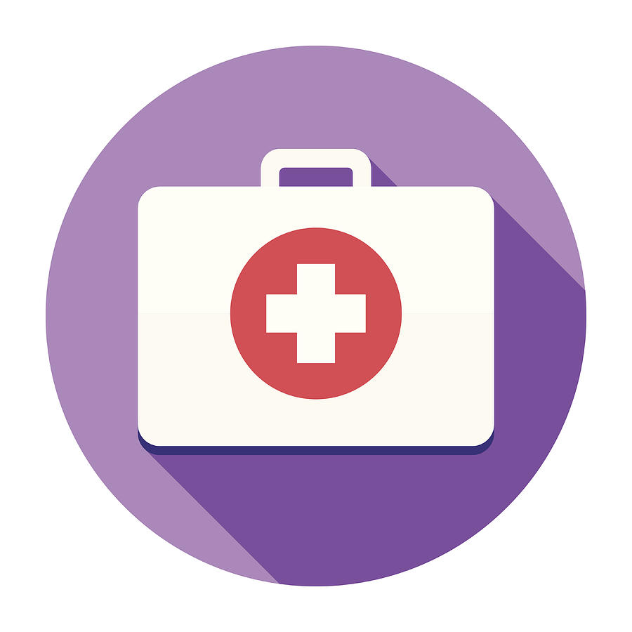 Flat First Aid Kit Icon Drawing by Ilyast