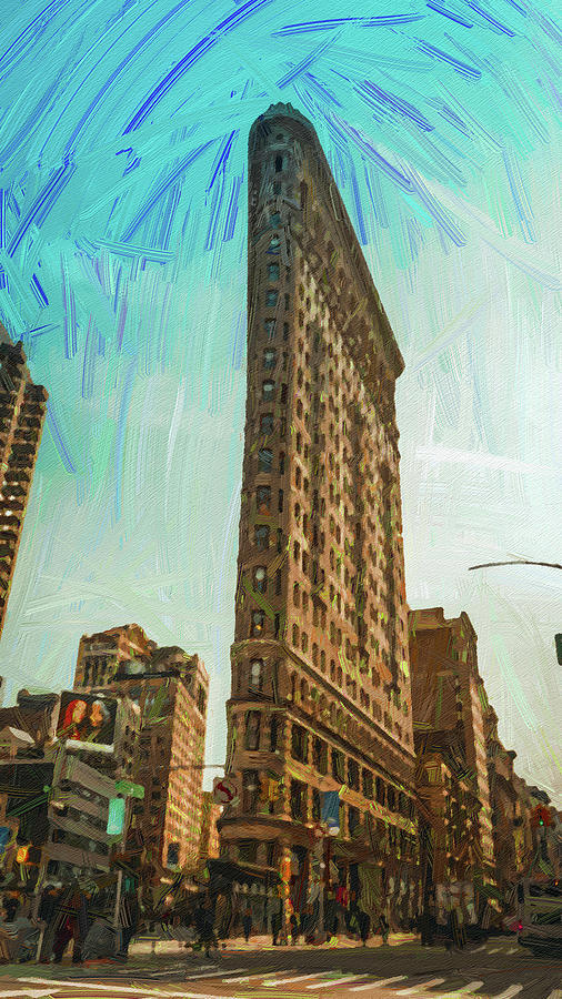 Flat Iron Building, Nyc Skyline, New York, United States - Abstract Oil Painting By Ahmet Asar Painting