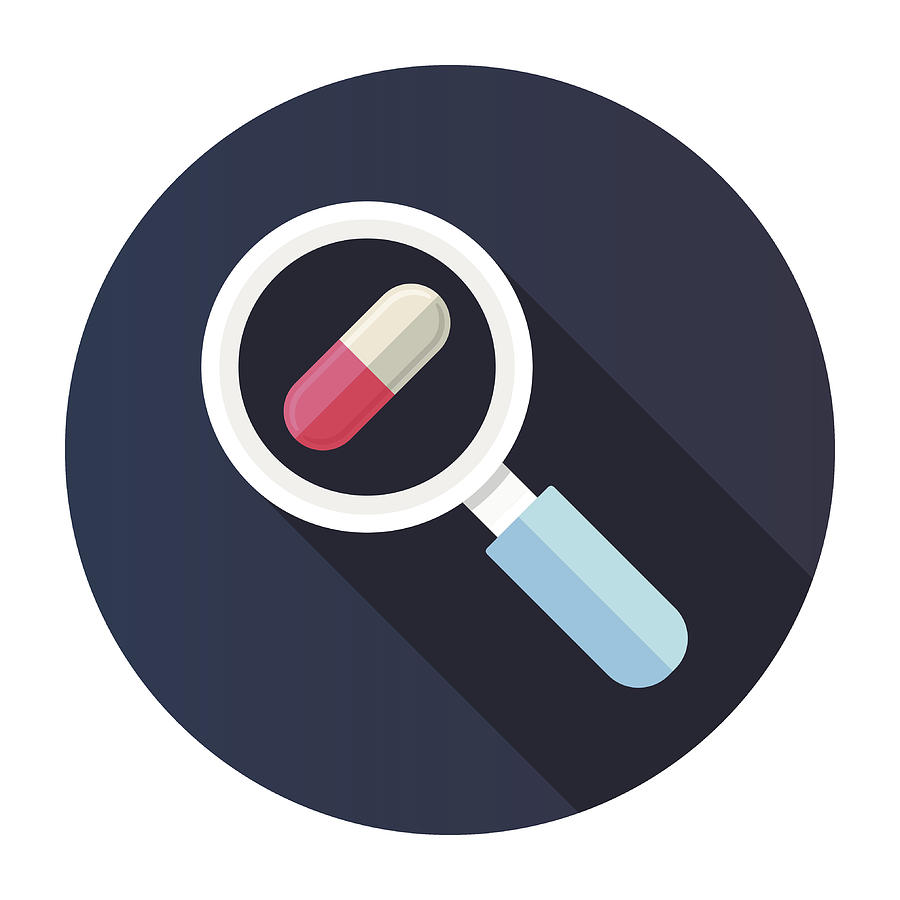 Flat Magnifier with Capsule Pill Icon Drawing by Ilyast