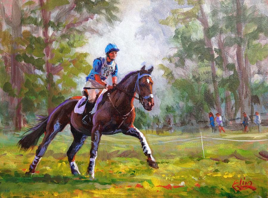 Impressionism Painting - Flat Out Rolex Cross Country Race by Elin Thomas