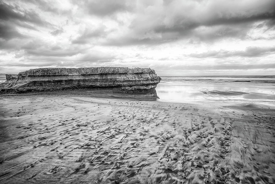 Flat Rock At Torrey Pines State Beach  Monochrome Photograph by Joseph S Giacalone