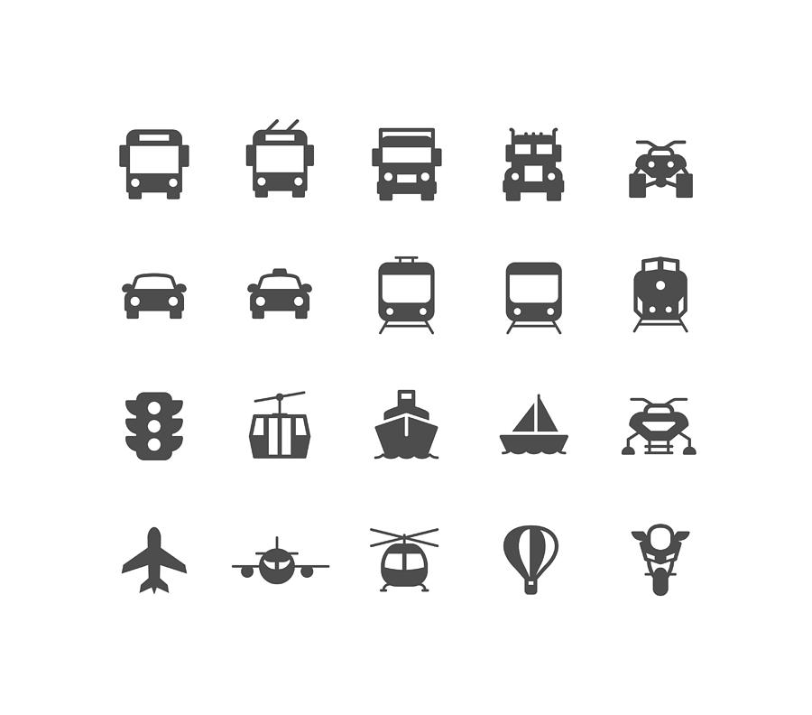 Flat Transportation Icons Drawing by Bounward
