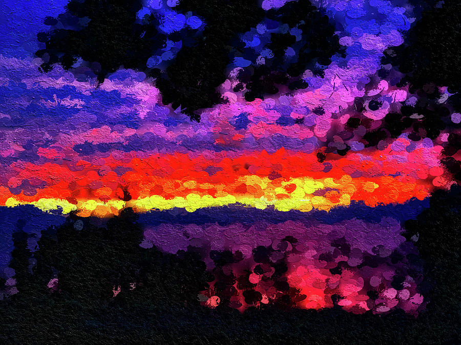 Flathead Lake Montana At sunset - Painterly Digital Art by Tatiana Travelways