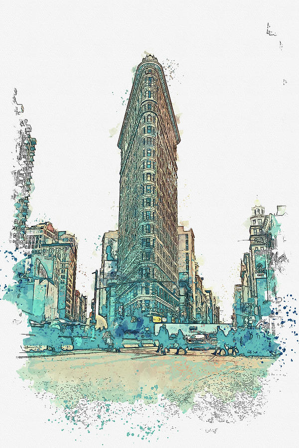 Flatiron Building, New York, United States 2, ca 2021 by Ahmet Asar, Asar Studios Painting by Celestial Images