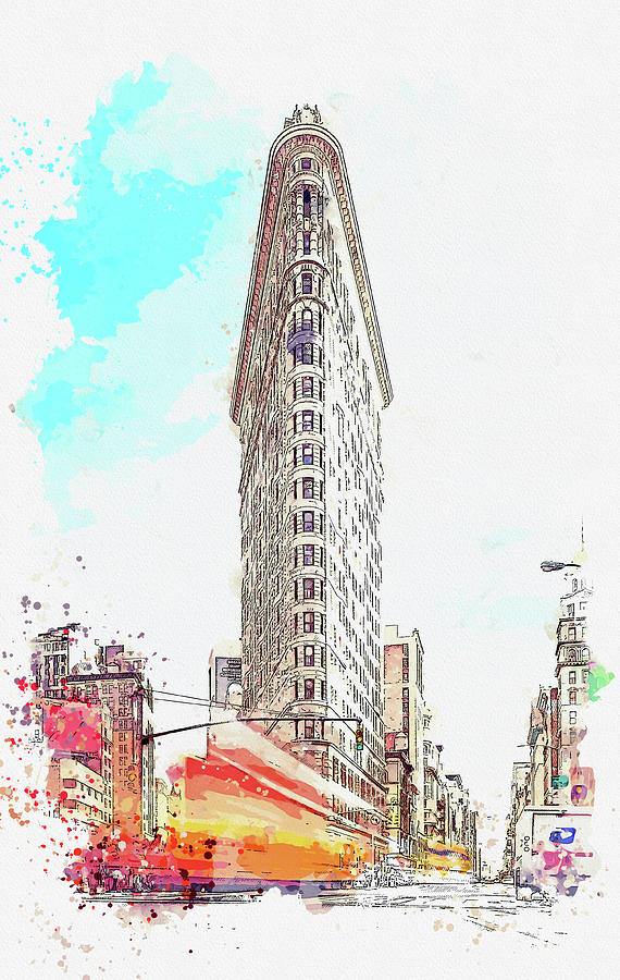 Flatiron Building, New York, United States, ca 2021 by Ahmet Asar, Asar Studios Painting by Celestial Images