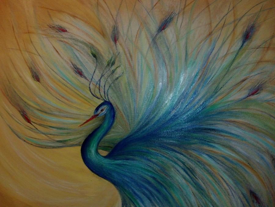 Flaunting Colorful Plumage to Attract Mate Painting by Vivian Aaron