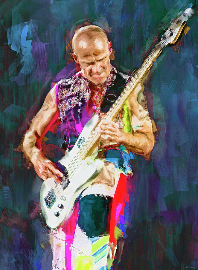 Flea, Red Hot Chili Peppers Mixed Media by Mal Bray
