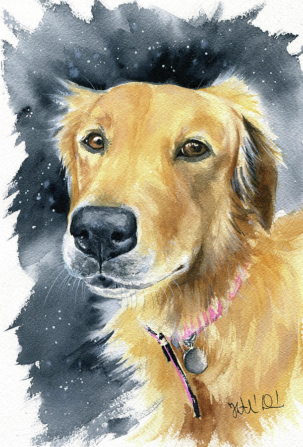 Fleece Dog Portrait Painting by Dora Hathazi Mendes