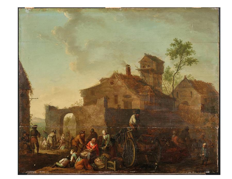 Flemish School  Th Century A Village With Ruins Painting