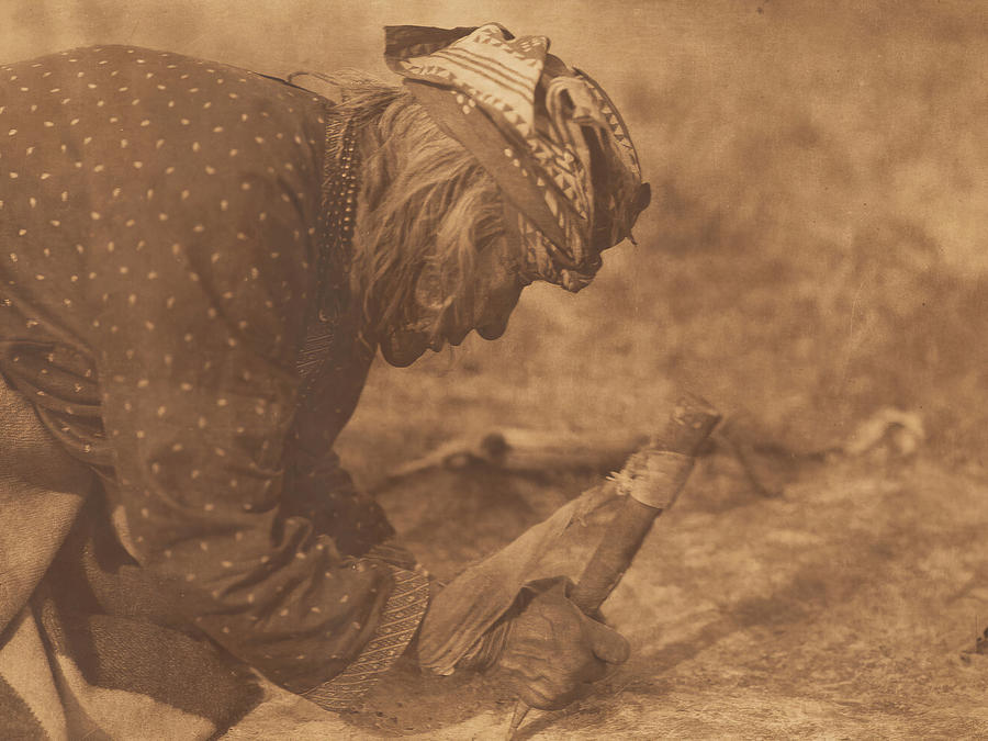 Fleshing a Hide - Blackfoot 1926 Photograph by Edward S Curtis - Fine ...