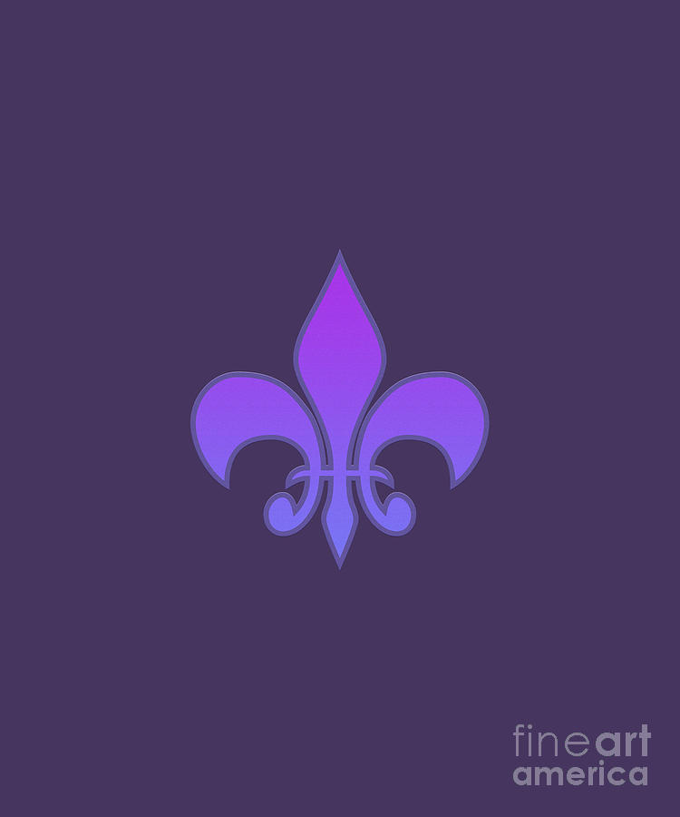 Fleur-de-Lis Purple with Blue Digital Art by Annette M Stevenson