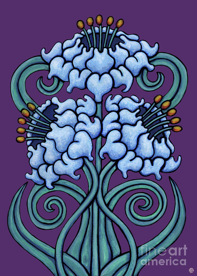 Fleur Nouveau Delphine. Vintage Vibes, Purple. Painting by Amy E Fraser