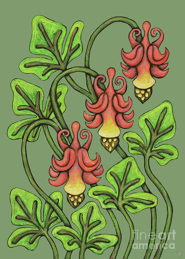 Fleur Nouveau Denise. Vintage Vibes, Green. Painting by Amy E Fraser