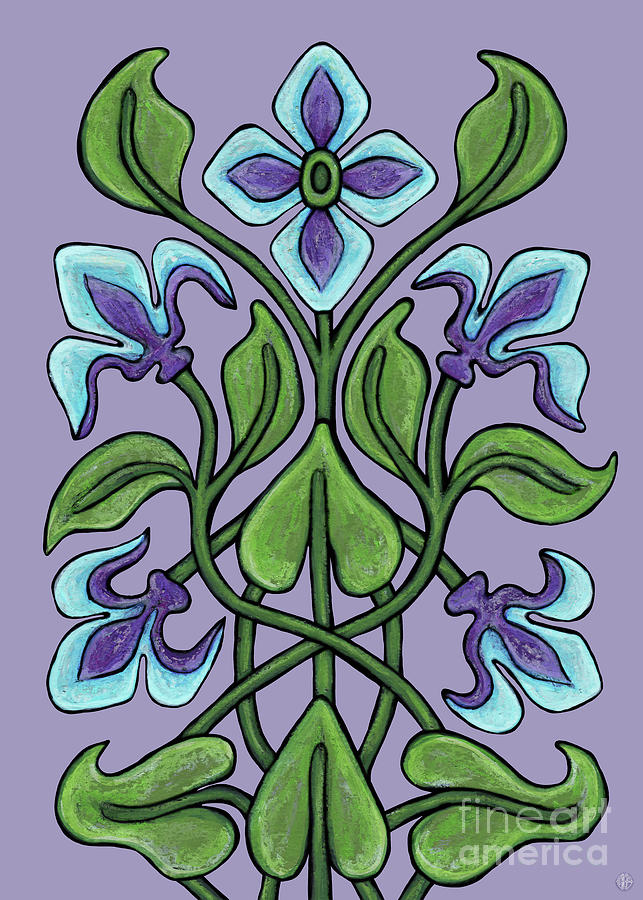 Fleur Nouveau Mirielle. Vintage Vibes, Purple. Painting by Amy E Fraser